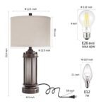 Set of 2 Rustic Farmhouse Lamps with USB Ports & Frosted Glass Night Light - Bronze Finish - Image 6