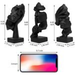 Prosfalt 3-Piece Thinker Statue Set: Abstract No Hear, No See, No Speak Resin Sculptures for Home and Office Decor (Black) - Image 5