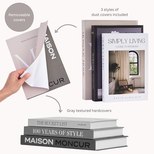 41uf3f1BpBL._SL500_.jpg MONCUR HOME Decorative Coffee Table Books — Mid-Century Modern Fake Books for Stylish Shelf Décor, Set of 3 - Image 3