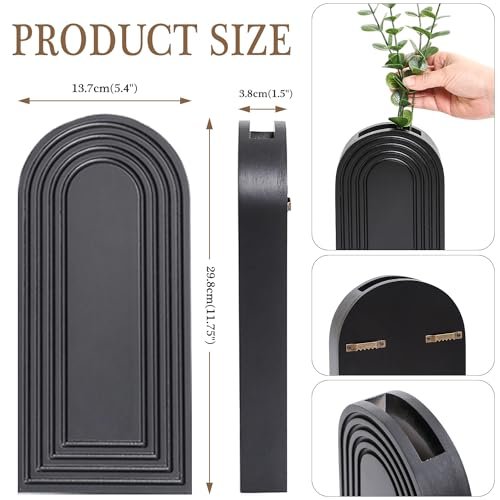 41wFkZW4GdL._SL500_.jpg Dnnnii 2-Pack Wooden Wall Vase Set - Brown Finish for Modern Farmhouse & Boho Decor in Any Space - Image 4