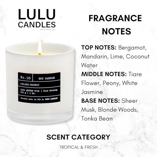41wK94Z8gBL._SL500_.jpg Lulu Candles Island Coconut | Luxury Soy Jar Candle | Hand-Poured, Long-Lasting Scent (9 Oz.) - Image 2