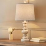 BOBOMOMO Resin 20.5" Farmhouse Lamps for Bedrooms Retro Side Table Lamps Bedside Lamp for Side Nightstand Living Room,Suitable for Decorating Small Areas(1 Pack)