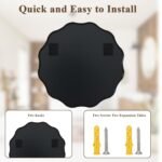 VooBang 30" Black Scalloped Circle Mirror: Wavy Edge Round Wall Mirror with Deep Metal Frame for Home Decor. - Image 6