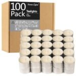 HomeLights Unscented Tealight Candles - 100 Pack, 8-Hour Smokeless White Candles for Shabbat, Weddings, and Home Decor - Image 7