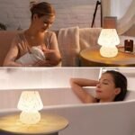 ONEWISH Dimmable Mushroom Lamp - Small Bedside Nightstand Light, Translucent White Glass, Murano Style Home Decor. Perfect for Bedroom, Dorm, Kitchen! - Image 6