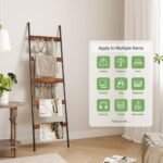 ELYKEN Blanket Ladder: 5-Tier Quilt Display with 4 Removable Hooks for Rustic Farmhouse Decor. - Image 4