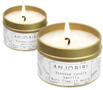 Vanilla Scented Candle Gifts for Women (2 Pack for Gold) - 2 Oz - 15 Hour Burn Time Long Lasting Candle,All Natural, Soy Candles, Soothe