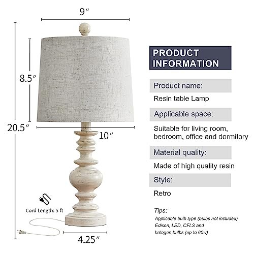 41z-9CaHTmL._SL500_.jpg BOBOMOMO 20.5" Farmhouse Resin Lamps for Bedrooms & Living Rooms - Ideal Side Table Lighting (1 Pack) - Image 6