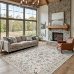 Rugxara 5x7 Washable Floral Boho Vintage Area Rug - Soft, Non-Slip Low Pile Carpet for Bedrooms & Kids Rooms (Grey) - Image 4