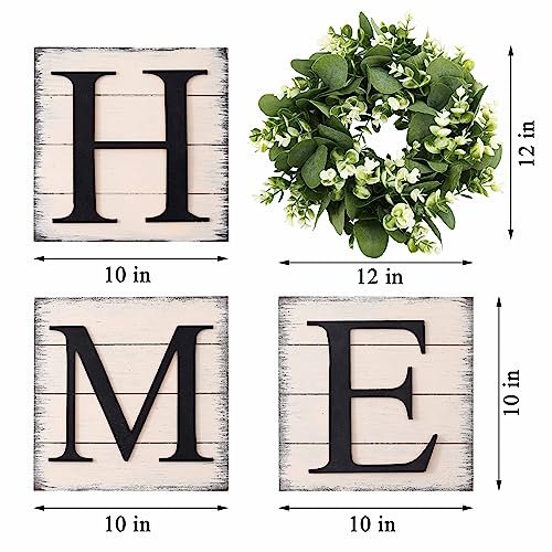 51-eH0vVgUL._SL500_.jpg HRENCY Farmhouse Wall Decor: Rustic Wooden Sign with Artificial Eucalyptus for Cozy Home Accent. - Image 6