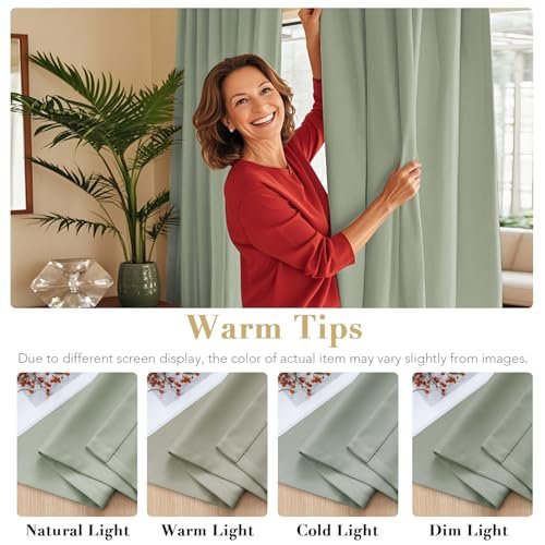 510HgPPXP2L._SL500_.jpg H.VERSAILTEX Blackout Curtains - Thermal Insulated Room Darkening Drapes, 52x84 Inch, Light Sage, Set of 2 for Living Room & Bedroom. - Image 6