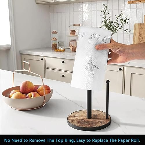 510YN7dLXxL._SL500_.jpg OROPY Heavy-Duty Wood Paper Towel Holder for Countertop - Fits Standard & Jumbo Rolls (Brown) - Image 2