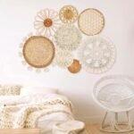 Boho Wall Basket Decor Set of 8 - Handmade Woven Rattan & Macrame Wall Art with Tassels - Image 4