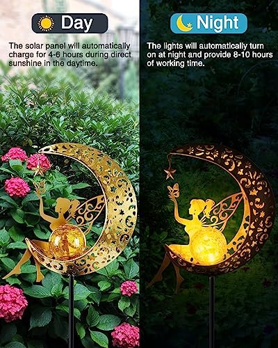 510lZdKsh1L._SL500_.jpg Vuees Solar Garden Statues: Fairy Moon Light Stake, Perfect Housewarming Gift for Mom or Grandma! - Image 4