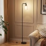 Ziisee Industrial Floor Lamp with Black Glass Shade, LED Bulbs, Foot Pedal Switch, Easy to Assemble - Image 7