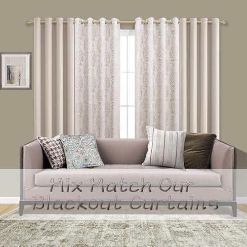 512yWVtXSYL._SL500_.jpg Taupe Geometric Curtains 84" Long – 2-Piece Set, 50% Blackout, Moroccan Damask Design for Living Room, Dining Room, and Bedroom. - Image 6