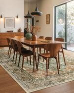 RELEANY 8'x10' Washable Non-Slip Area Rug with Floral Vintage Medallion Design in Brick Red, Rust, Brown, and Green for Living and Dining Rooms. - Image 9