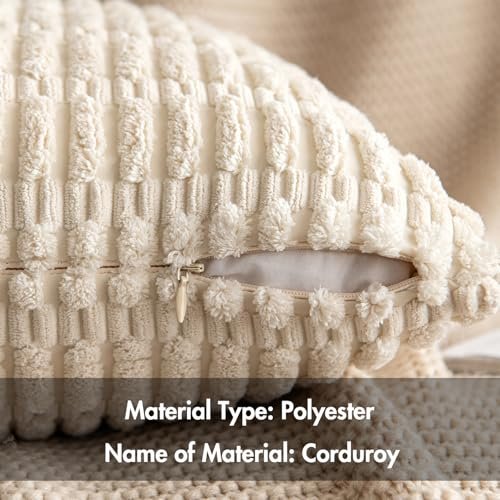513GPX0tW0L._SL500_.jpg MIULEE Set of 2 Soft Corduroy 18x18 Inch Boho Striped Throw Pillow Covers for Modern Farmhouse Decor. - Image 5