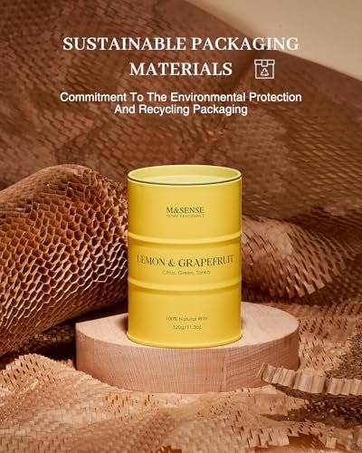 513eKseqF6L._SL500_.jpg M&SENSE Lemon Candle - Summer Grapefruit Scent, 11.3oz 70-Hour Slow Burning, Limoncello Citrus Fragrance for Bathroom. - Image 9