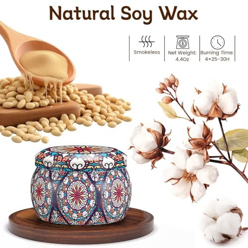513fOTiZEBL._SL500_.jpg TranquilBliss 4-Pack Soy Wax Candle Set – 120 Hours Burn Time, Perfect Gifts for Women & Birthdays. - Image 4