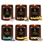 6 Pack Scented Candles Set, 42oz 300 Hour Long Lasting Candle, Soy Candles for Home Scented, Scents of Pink Sands/Coconut Vanilla/Bahama Breeze/Pineapple Cocktail/Sicilian Lemon/Vanilla Ice Cream