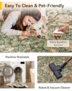 RELEANY 8'x10' Washable Non-Slip Area Rug with Floral Vintage Medallion Design in Brick Red, Rust, Brown, and Green for Living and Dining Rooms. - Image 4