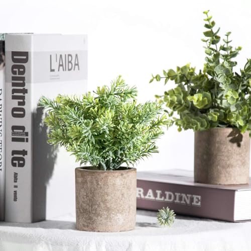 514Sibbb0oL._SL500_.jpg Der Rose 3-Pack Mini Fake Eucalyptus Plants - Perfect Artificial Decor for Home, Office, or Bathroom - Image 7