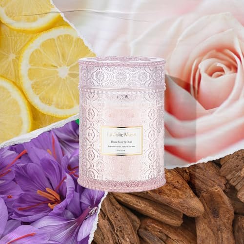 5163IXSvdVL._SL500_.jpg LA JOLIE MUSE Rose Noir & Oud Candle, 19 Oz - Pink Rose Scented Gift, Long-Lasting Large Candle - Image 2