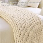 Admitrack 51"x63" Chunky Knit Chenille Throw Blanket: Soft, Cozy Home Decor for Sofa (Ivory) - Image 5