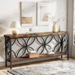 Tribesigns 70.9-Inch Industrial Narrow Sofa Table - Storage Console for Entryway & Living Room, Rustic Brown - Image 4