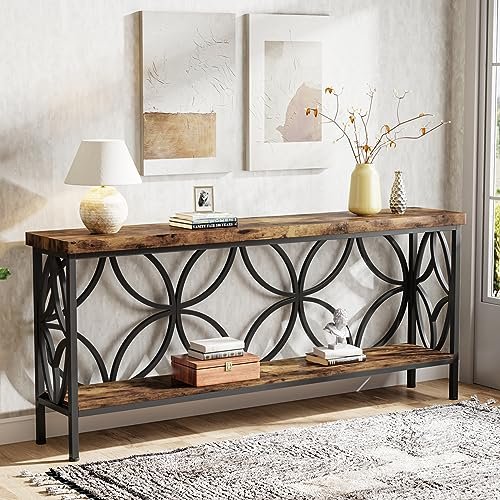 518JIzbdvSL._SL500_.jpg Tribesigns 70.9-Inch Industrial Narrow Sofa Table - Storage Console for Entryway & Living Room, Rustic Brown - Image 4