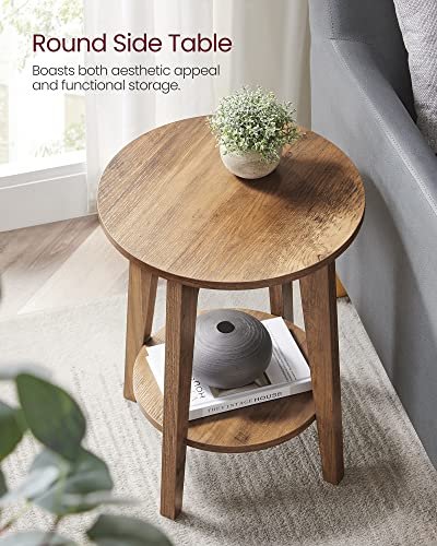 518viyrroiL._SL500_.jpg VASAGLE Small Round Side Table with Shelf - Perfect Nightstand for Living Room or Bedroom, Rustic Walnut ULET283T41 - Image 4