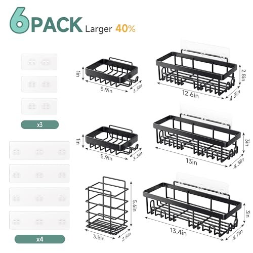 518ygFywraL._SL500_.jpg Veken Waterproof Shower Caddy 6-Pack: No-Drill Adhesive Shelves with Soap Holder for Organized Storage. - Image 7