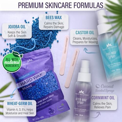 519GoHDp6cL._SL500_.jpg Tress Wellness Brazilian Waxing Kit - Sensitive Skin Friendly, Easy to Use, with Digital Display, Black & Purple Floral Design - Image 4