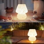 ONEWISH Dimmable Mushroom Lamp - Small Bedside Nightstand Light, Translucent White Glass, Murano Style Home Decor. Perfect for Bedroom, Dorm, Kitchen! - Image 5
