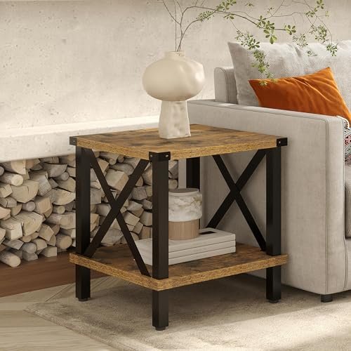 51Bq2DFINYL._SL500_.jpg MMEOLUOOK Large Farmhouse End Table – Industrial Style Sofa & Coffee Table with Storage for Living Room & Bedroom. - Image 2