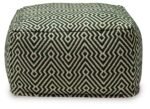 Signature Design by Ashley Abacy Square Handwoven Pouf with Geometric Pattern in Green & Beige - Image 3