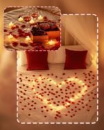 Homemory Romantic Rose Petals & LED Heart Candles Set for Proposal, Anniversary, & Wedding Decor – 2000 Red Petals & 24 Candles. - Image 4