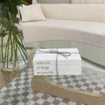 Decorative White Faux Books for Home Decor: Rustic Farmhouse Stacked Display with "With God All Things are Possible." - Image 5