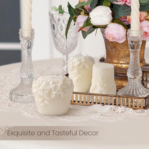 51CjIdQAgL._SL500_.jpg AELS Set of 3 Handmade Creamy White Unscented Pillar Candles – Modern Home Décor & Housewarming Gifts. - Image 2