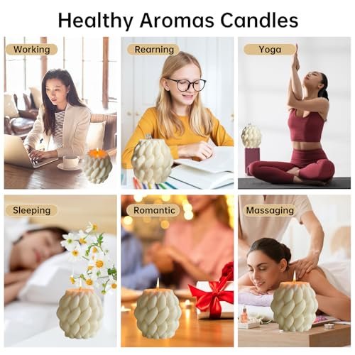 51CjrWbJ37L._SL500_.jpg Knot Ball Candle: Handmade White Pillar Bubble Candle, Scented Soy Wax, Perfect Home Decor & Housewarming Gift! - Image 6