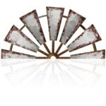 Farmhouse Living Room Wall Decor Wood Windmill Rustic Wooden Wall Art Decorative Windmill Sculpture Home Decor for Bedroom Nursery Dorm Home(11.4 x 5.5 Inches,Semicircle)