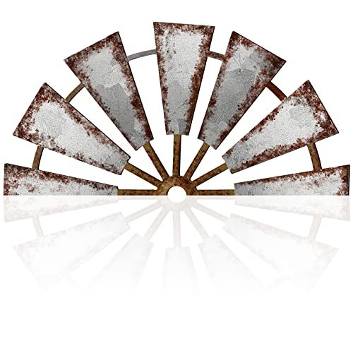 Rustic Wooden Windmill Wall Decor - Farmhouse Living Room Art Farmhouse Living Room Wall Decor Wood Windmill Rustic Wooden Wall Art Decorative Windmill Sculpture Home Decor for Bedroom Nursery Dorm Home(11.4 x 5.5 Inches,Semicircle)