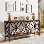 Tribesigns 70.9-Inch Industrial Narrow Sofa Table - Storage Console for Entryway & Living Room, Rustic Brown - Image 5