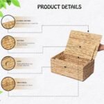 LUSYDECO Set of 2 Rectangular Wicker Bins with Lids - Decorative Rattan Storage Boxes for Home Organization. - Image 4