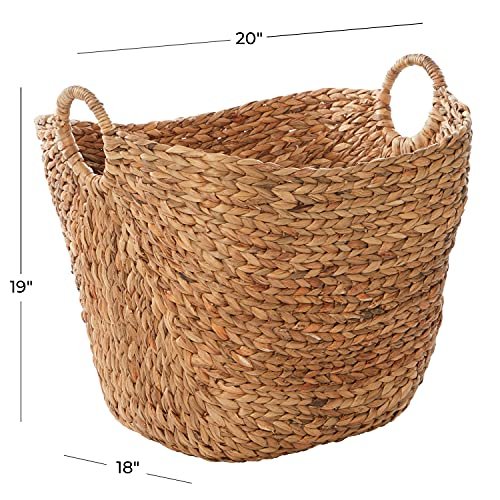 51E2Z6bVo9L._SL500_.jpg Deco 79 Seagrass Large Woven Storage Basket with Handles, Stylish Organizer 20" x 18" x 19", Brown - Image 4
