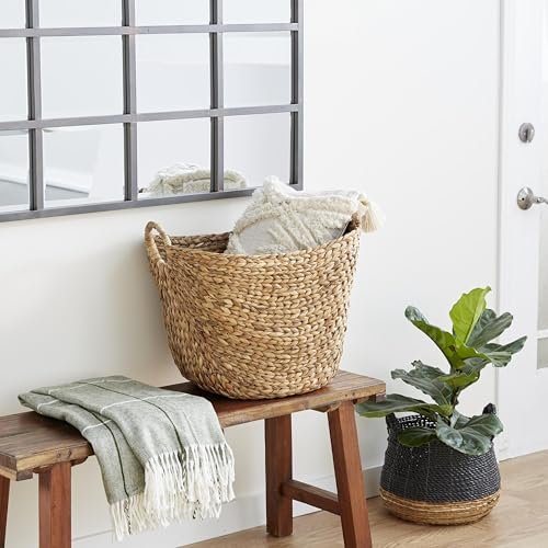 51EypIWq0XL._SL500_.jpg Deco 79 Seagrass Large Woven Storage Basket with Handles, Stylish Organizer 20" x 18" x 19", Brown - Image 2