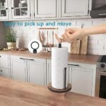 OROPY Heavy-Duty Wood Paper Towel Holder for Countertop - Fits Standard & Jumbo Rolls (Brown) - Image 3