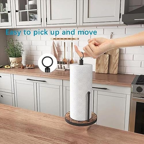 51Fu4BoEpbL._SL500_.jpg OROPY Heavy-Duty Wood Paper Towel Holder for Countertop - Fits Standard & Jumbo Rolls (Brown) - Image 3
