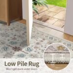 Rugxara 5x7 Washable Floral Boho Vintage Area Rug - Soft, Non-Slip Low Pile Carpet for Bedrooms & Kids Rooms (Grey) - Image 8